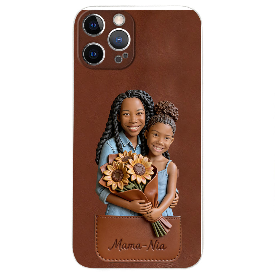 I Love You - Personalized Mother 3D Embossed Leather Phone Case