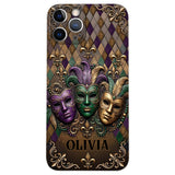 Mardi Gras Fleur de Lis - Personalized Mardi Gras Leather Phone Case