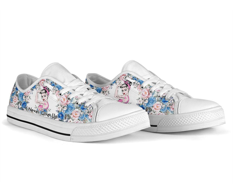 Never Give Up Breast Cancer Awareness Low Top Shoes 0622