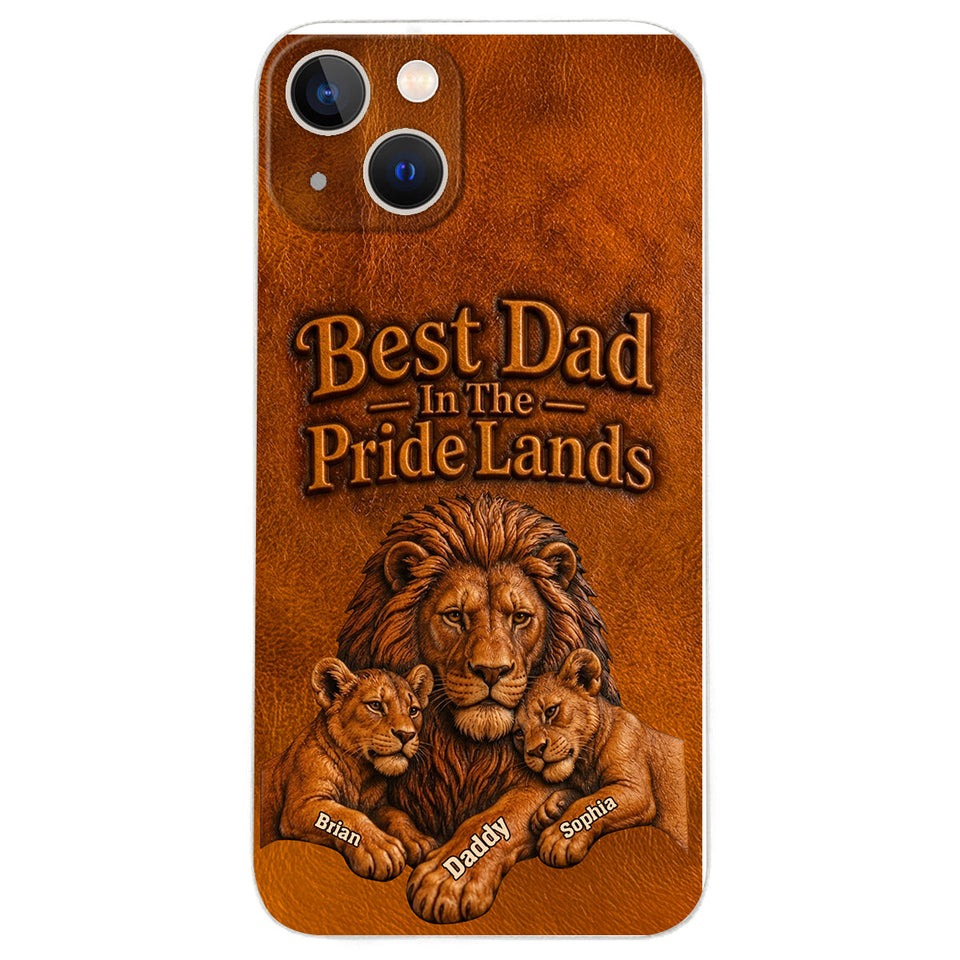 Papa Lion - Personalized Father 3D Embossed Leather Phone Case