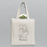 Custom Photo Line Art - Personalized Step Mom Embroidered Tote Bag