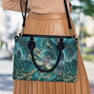 Beautiful Dragonfly - Personalized Dragonfly Leather Handbag
