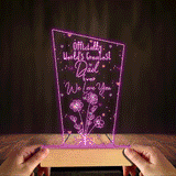 Officially World's Greatest Mom Ever - Gift for mom, grandpa, husband, wife, grandma, dad - Personalized Shaped Plaque Light Base