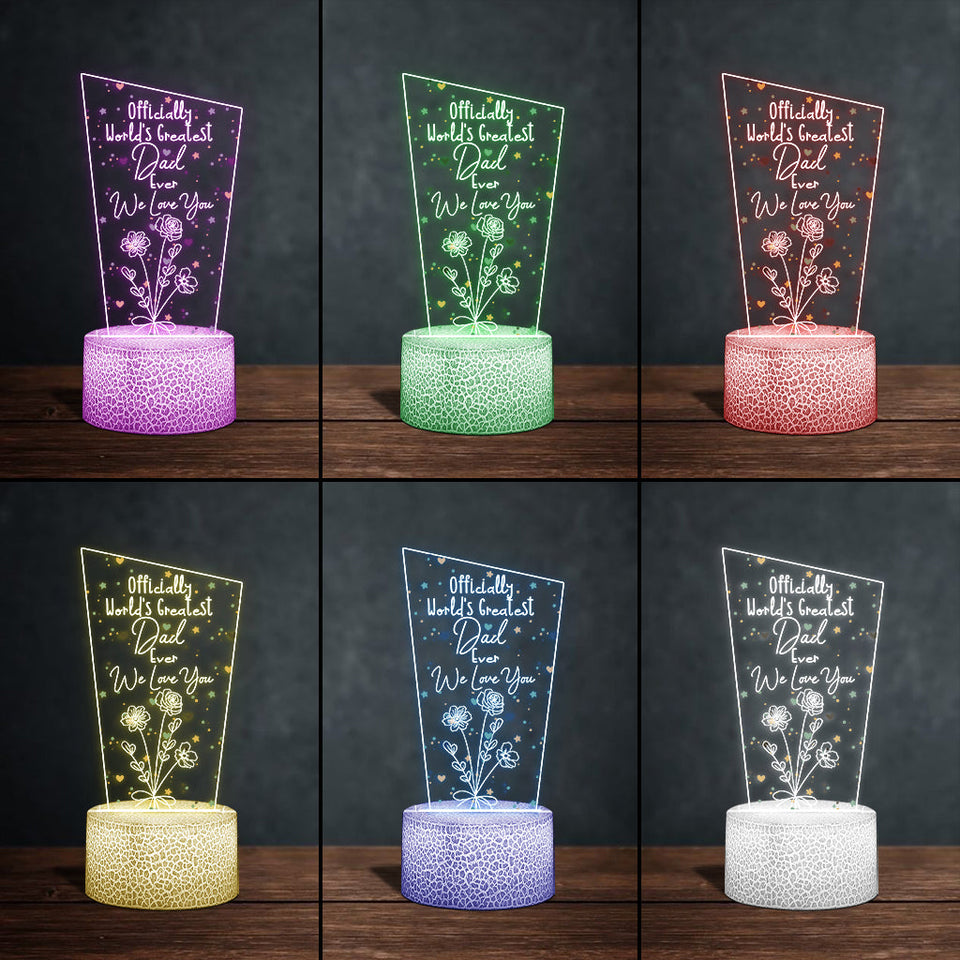 Officially World's Greatest Mom Ever - Gift for mom, grandpa, husband, wife, grandma, dad - Personalized Shaped Plaque Light Base
