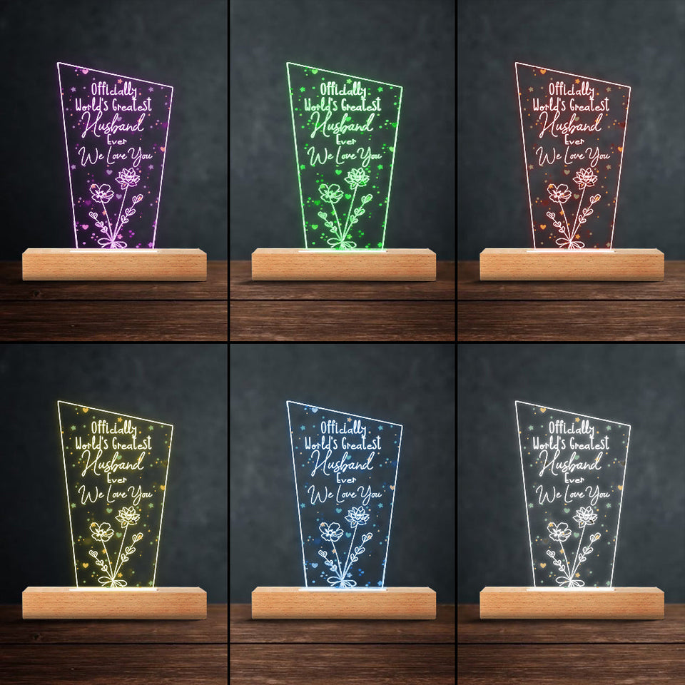 Officially World's Greatest Mom Ever - Gift for mom, grandpa, husband, wife, grandma, dad - Personalized Shaped Plaque Light Base