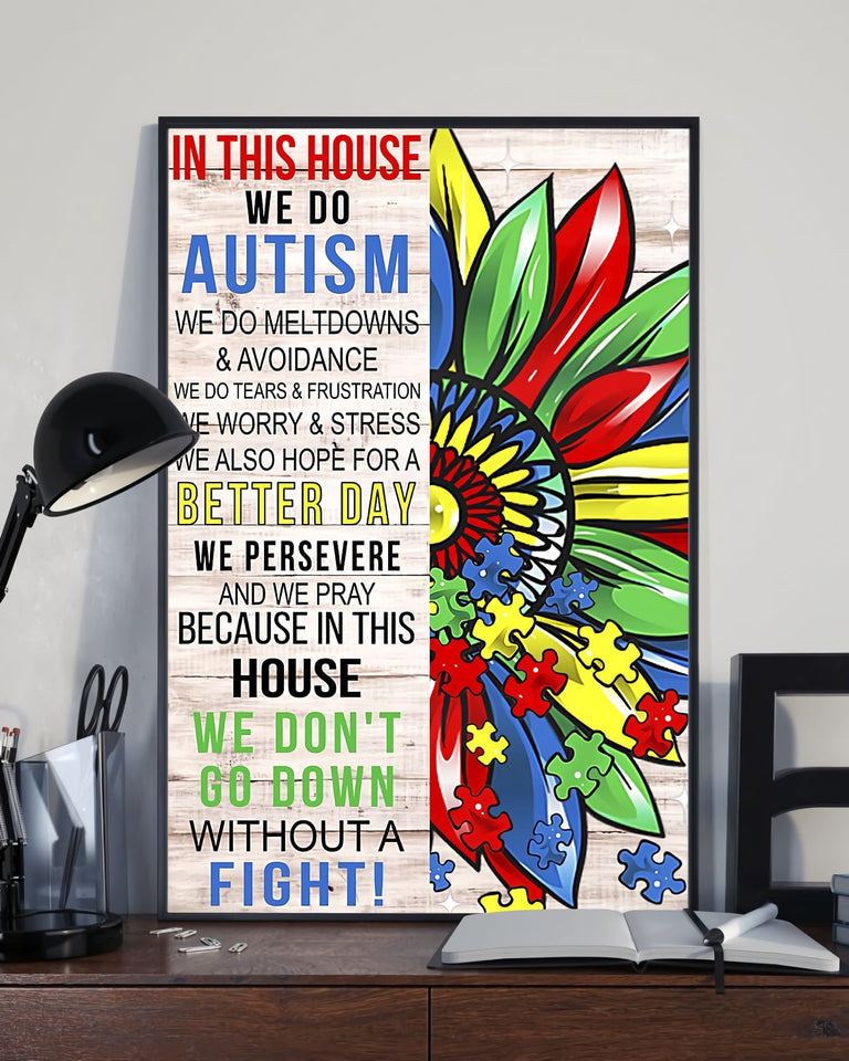 Dans cette maison, toile et affiche de sensibilisation à l'autisme 0523