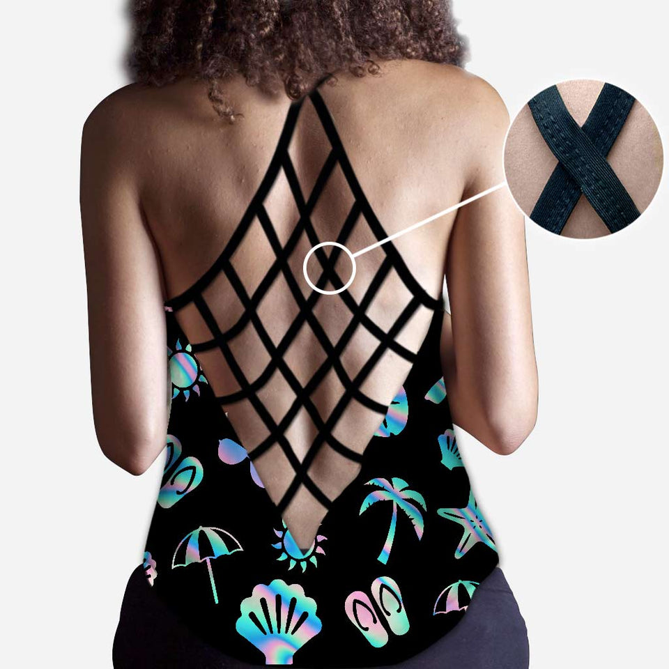 Just A Girl Who Loves Beaches - Personalized Sea Lover Cross Tank Top