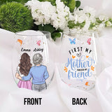 First My Mother - Personalized Mother's Day Mother All Over Wine Glass