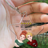 Excellent Husband Wife Five Stars - Personalized Husband And Wife Transparent Keychain