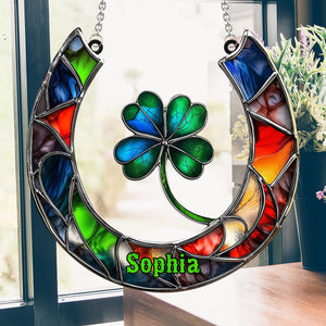 Good Luck Charm Horseshoe - Personalized Horse Window Hanging Suncatcher Ornament