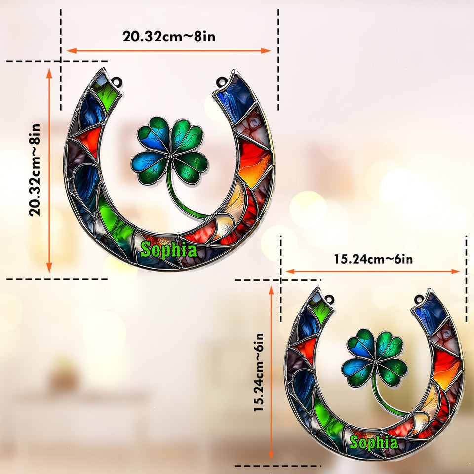 Good Luck Charm Horseshoe - Personalized Horse Window Hanging Suncatcher Ornament