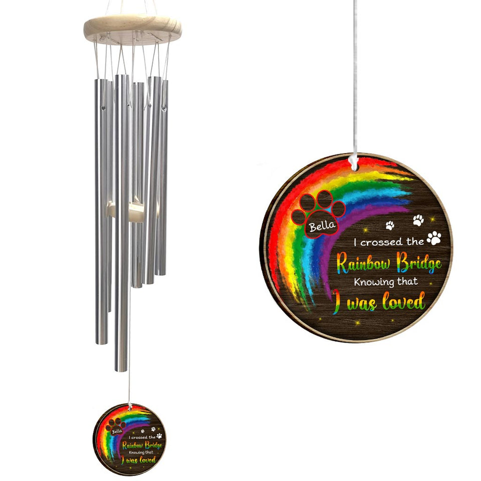 I Crossed The Rainbow Bridge - Personalized Cat Wind Chime