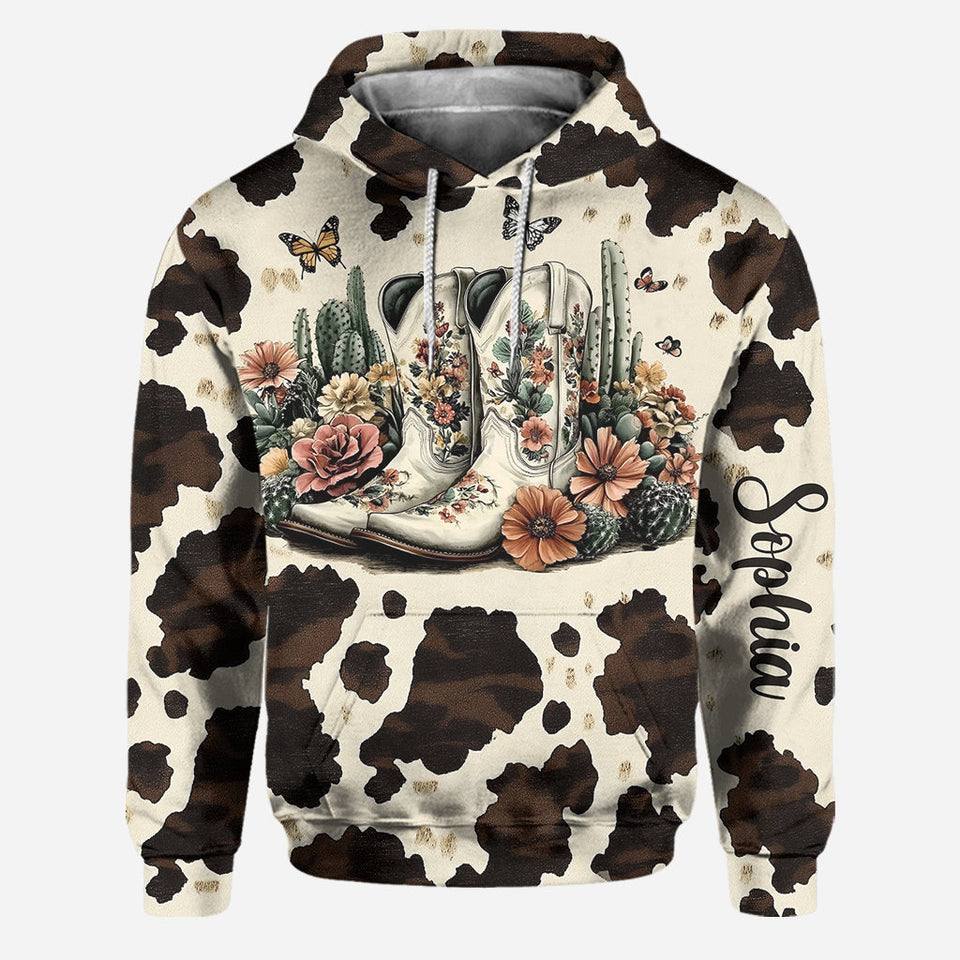 Vintage Boots - Personalized Country Girl Hoodie and Leggings