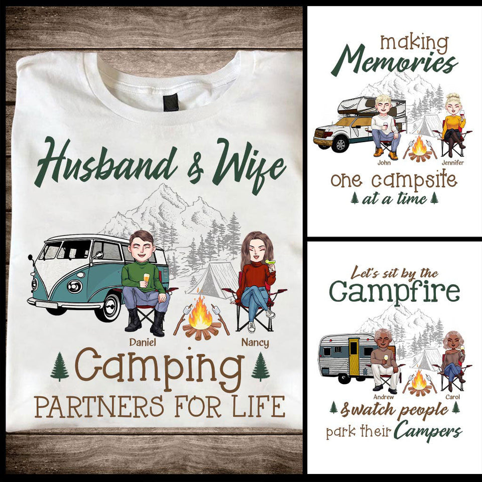 Husband And Wife Camping Couple For Life - Personalized Couple Camping T-shirt and Hoodie