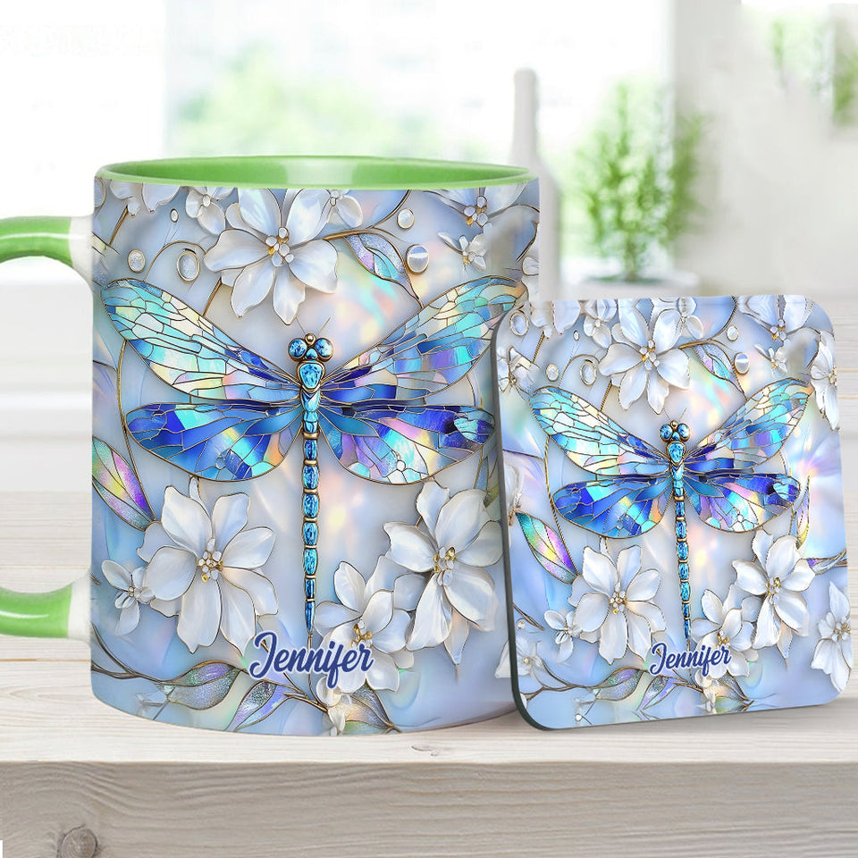 Vintage Soul Dragonfly - Personalized Dragonfly Accent Mug