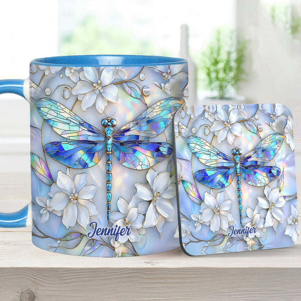 Vintage Soul Dragonfly - Personalized Dragonfly Accent Mug