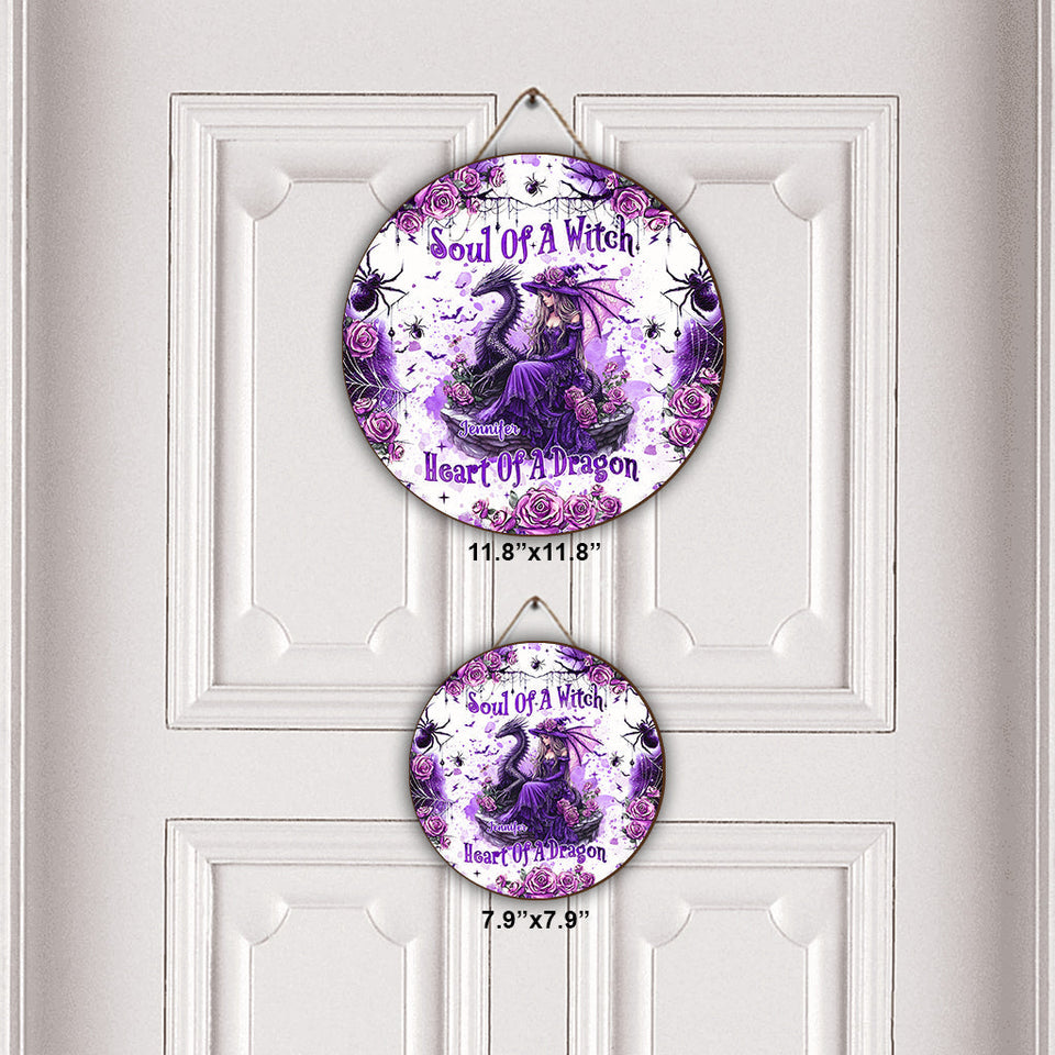 Soul Of A Witch Heart Of A Dragon - Personalized Witch Round Wood Sign