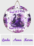 Soul Of A Witch Heart Of A Dragon - Personalized Witch Round Wood Sign