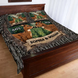 An Old Buck & His Sweet Doe - Personalized Hunting Quilt Set