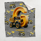 Construction Vehicles Letter - Personalized Kid Blanket