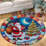 Merry Christmas - Personalized Family Round Rug
