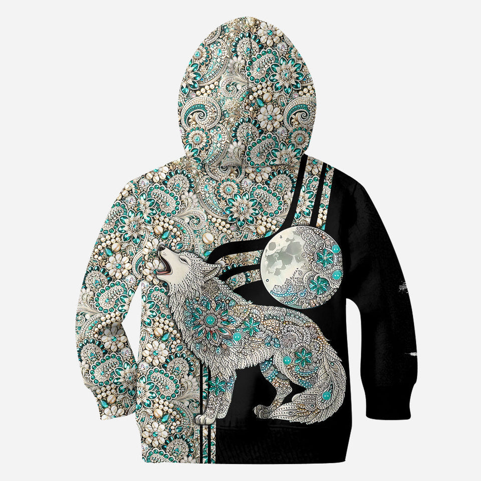 Majestic Snow Wolf - Personalized Wolf Hoodie and Leggings