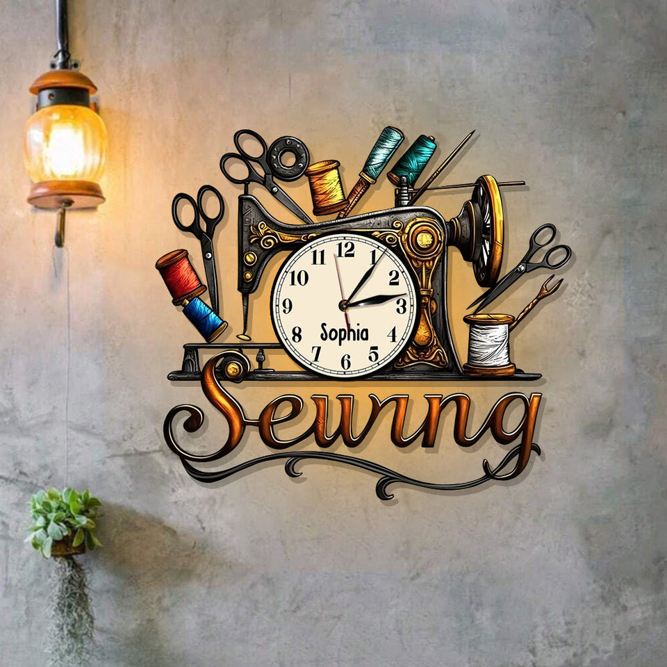 Sewing Room - Personalized Sewing LED Light Wall Clock