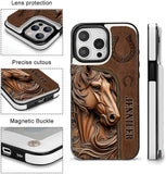 Easily Distracted By Horses - Personalized Horse Foldable Wallet Phone Case