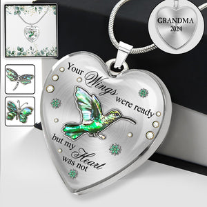 Tes ailes étaient prêtes, mais mon cœur ne l'était pas - Collier pendentif cœur commémoratif personnalisé