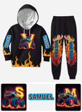 Boy's Cool Monster Truck Print Hooded Outfit - Personalized Kid Kid Hoodie & Kid Jogger Sweatpants