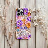 Floral Skull - Personalized Skull Full Print Phone Case