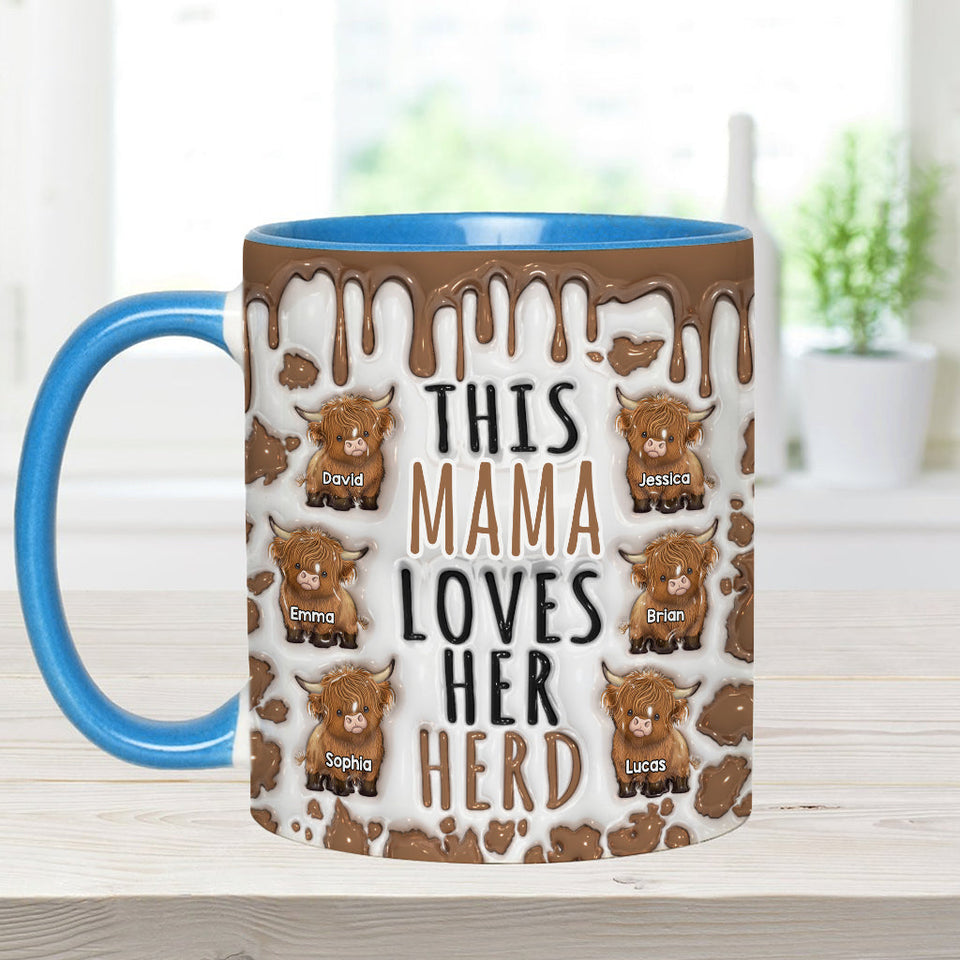 This Mama Loves Her Herd - Personalized Highland Cow Accent Mug