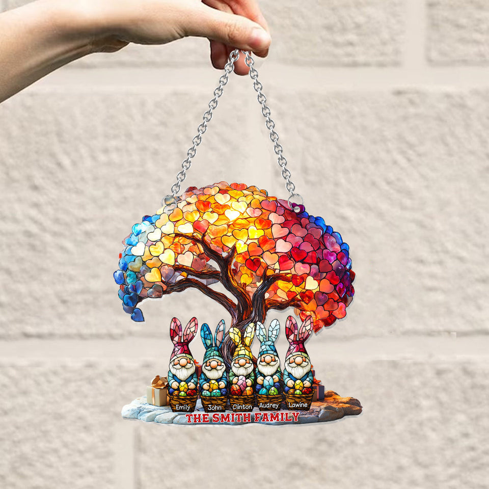 Happy Easter - Personalized Family Window Hanging Suncatcher Ornament