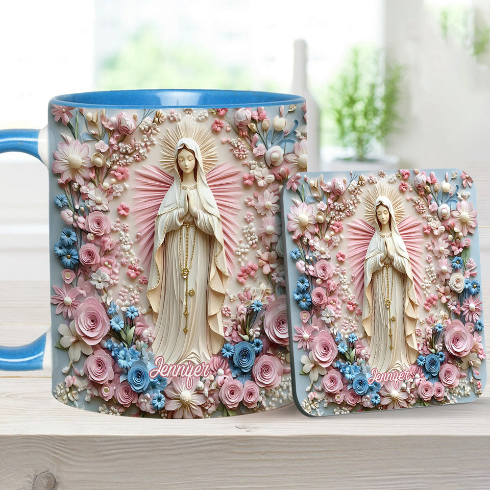 Mug chrétien personnalisé « Sérénité florale de Marie »