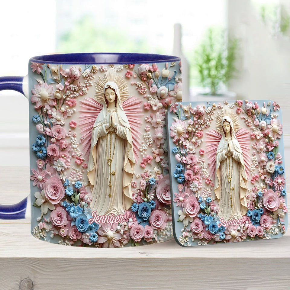 Mug chrétien personnalisé « Sérénité florale de Marie »