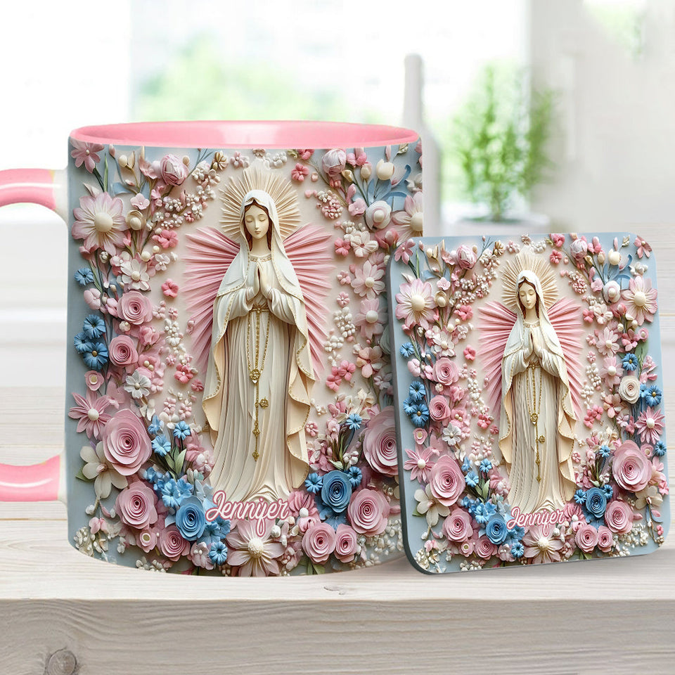 Mug chrétien personnalisé « Sérénité florale de Marie »