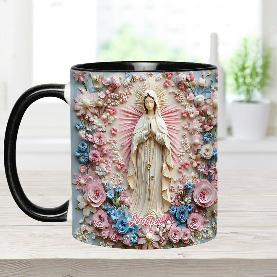 Mug chrétien personnalisé « Sérénité florale de Marie »