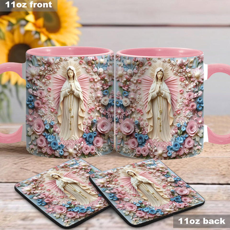 Mug chrétien personnalisé « Sérénité florale de Marie »