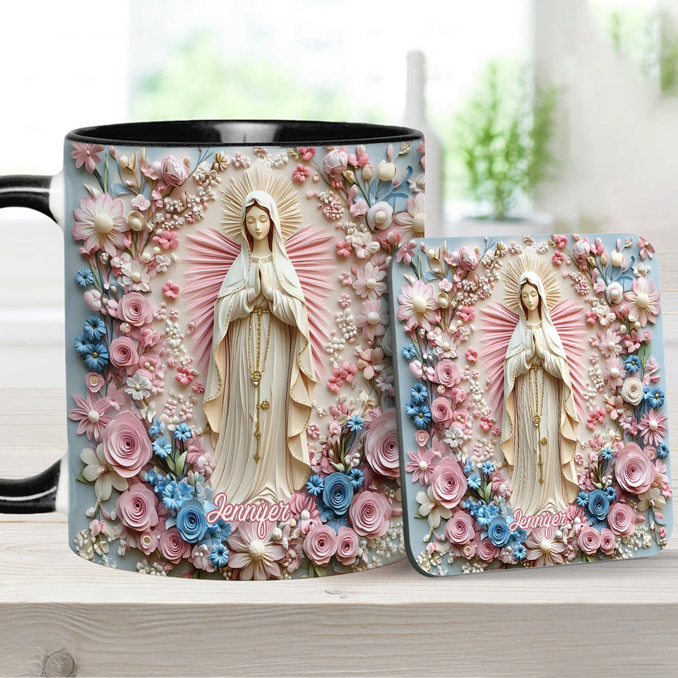 Mug chrétien personnalisé « Sérénité florale de Marie »