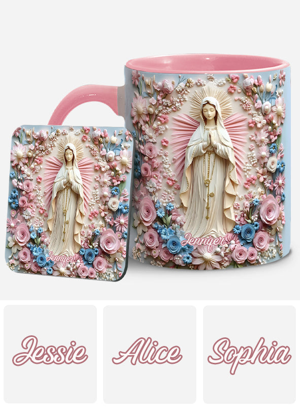 Mug chrétien personnalisé « Sérénité florale de Marie »