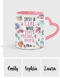 Love Being A Nurse - Personalized Nurse Heart Handle Mug