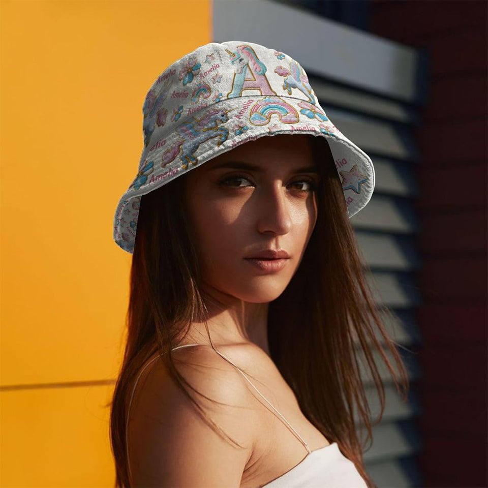 Beautiful Unicorn Alphabet - Personalized Kid Bucket Hat