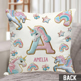 Beautiful Unicorn Alphabet - Personalized Kid Throw Pillow