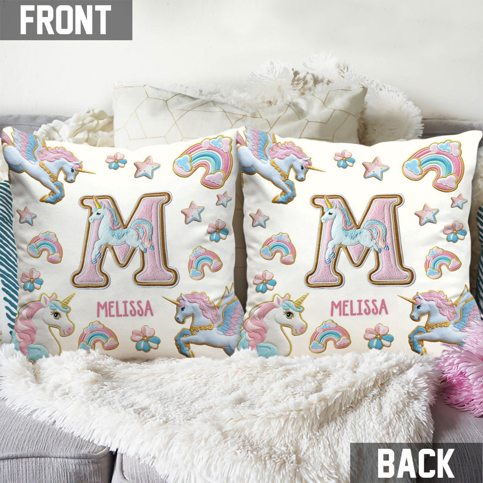 Beautiful Unicorn Alphabet - Personalized Kid Throw Pillow