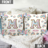 Beautiful Unicorn Alphabet - Personalized Kid Throw Pillow