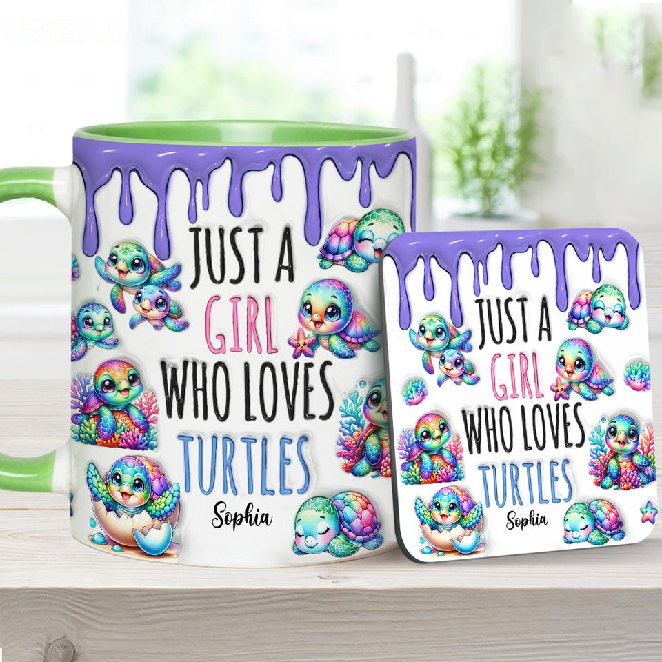 Just A Girl Who Loves Turtles - Personalized Turtle Accent Mug