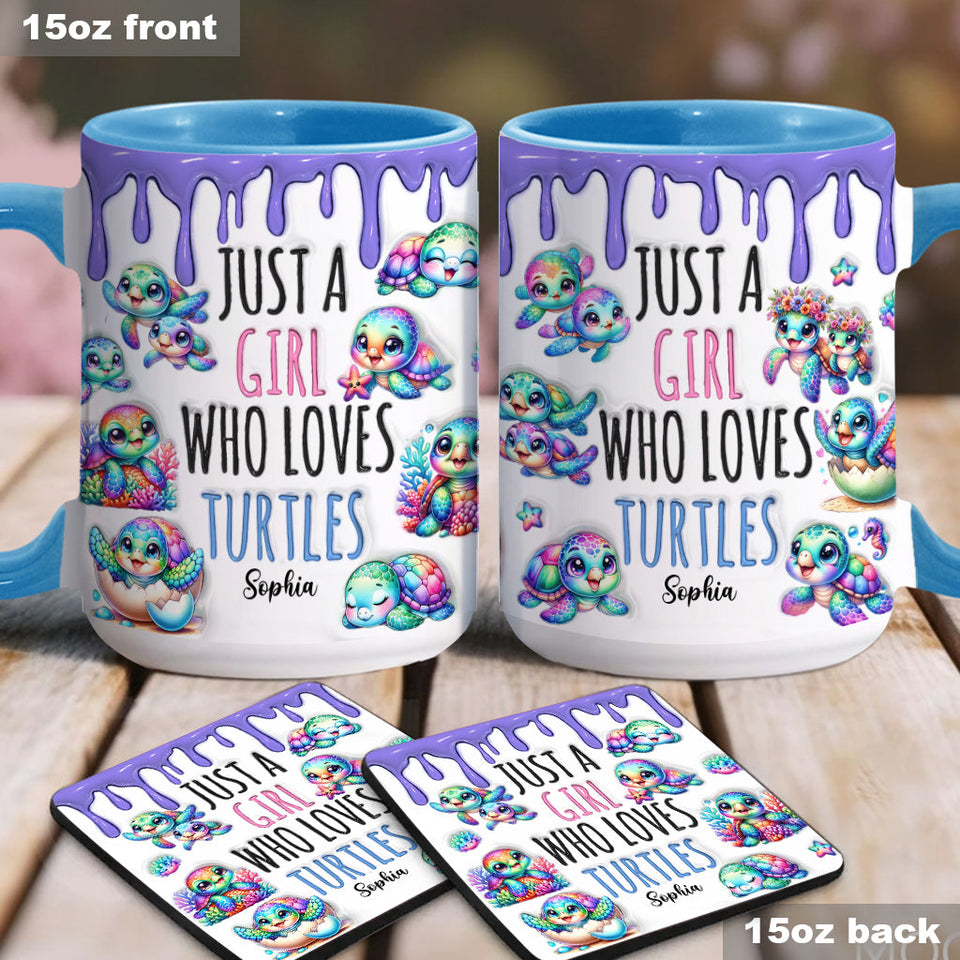 Just A Girl Who Loves Turtles - Personalized Turtle Accent Mug