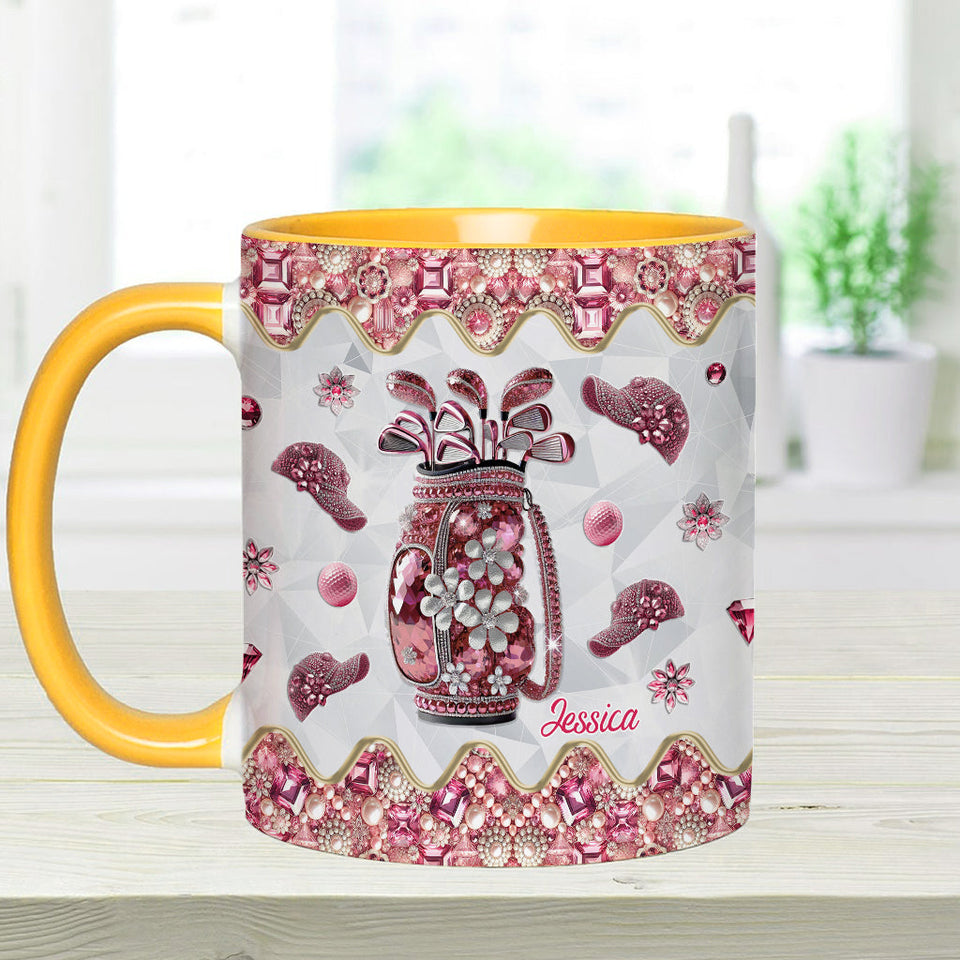 Just A Girl Who Loves Golf - Personalized Golf Accent Mug