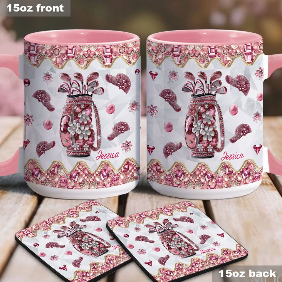 Just A Girl Who Loves Golf - Personalized Golf Accent Mug