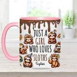 Just A Girl Who Loves Sloths - Personalized Sloth Accent Mug